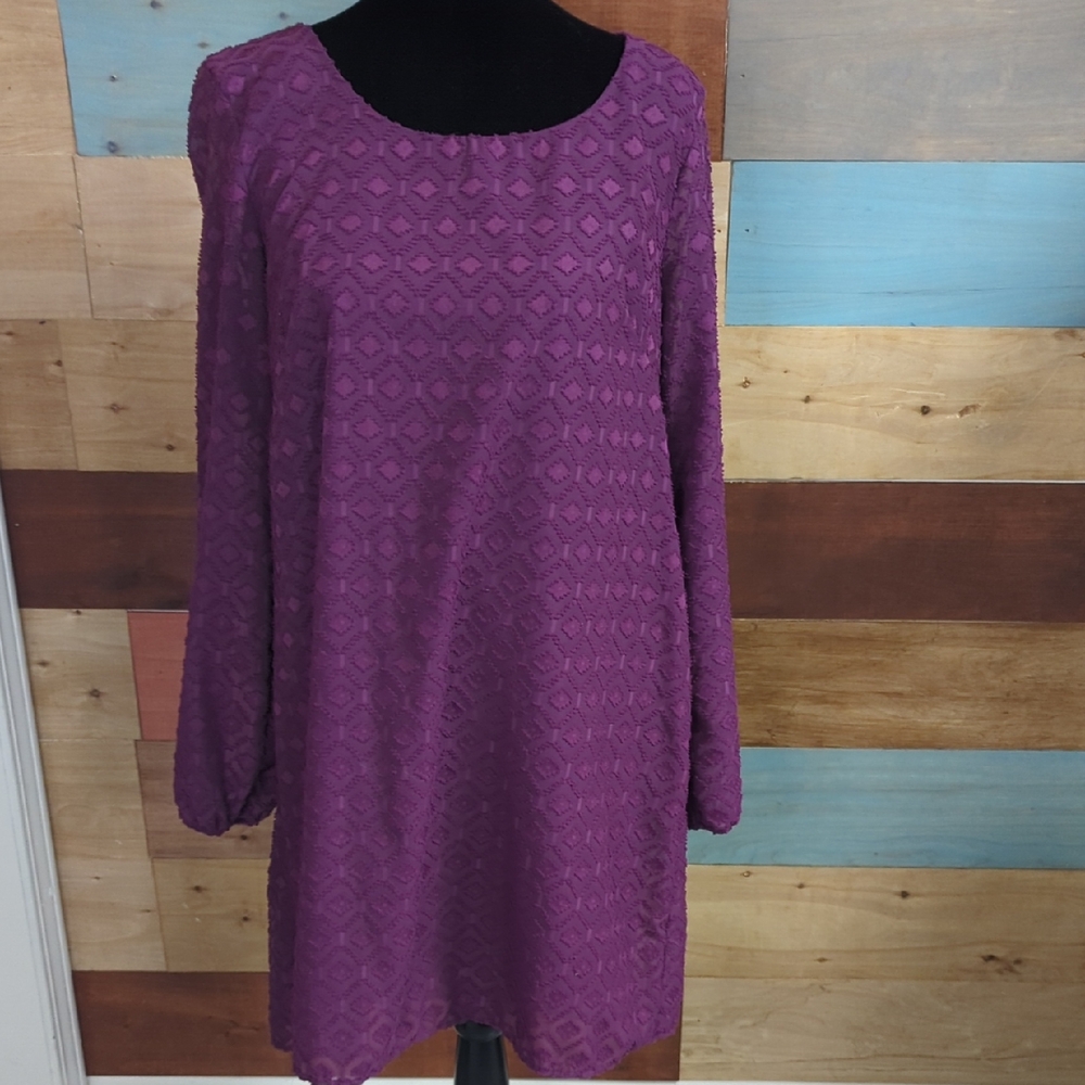 Chic Long Sleeve Purple Dress